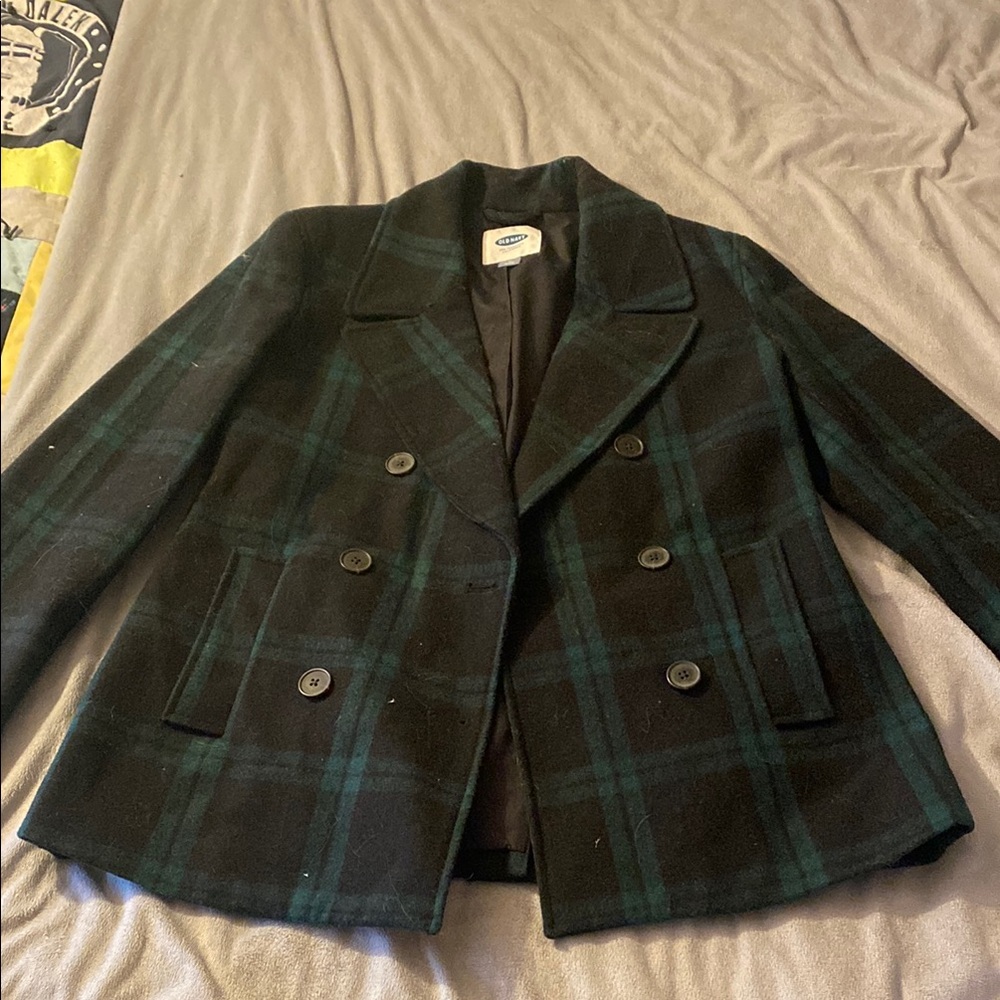 Old Navy Classic Plaid Double-Breasted Jacket Pea Coat